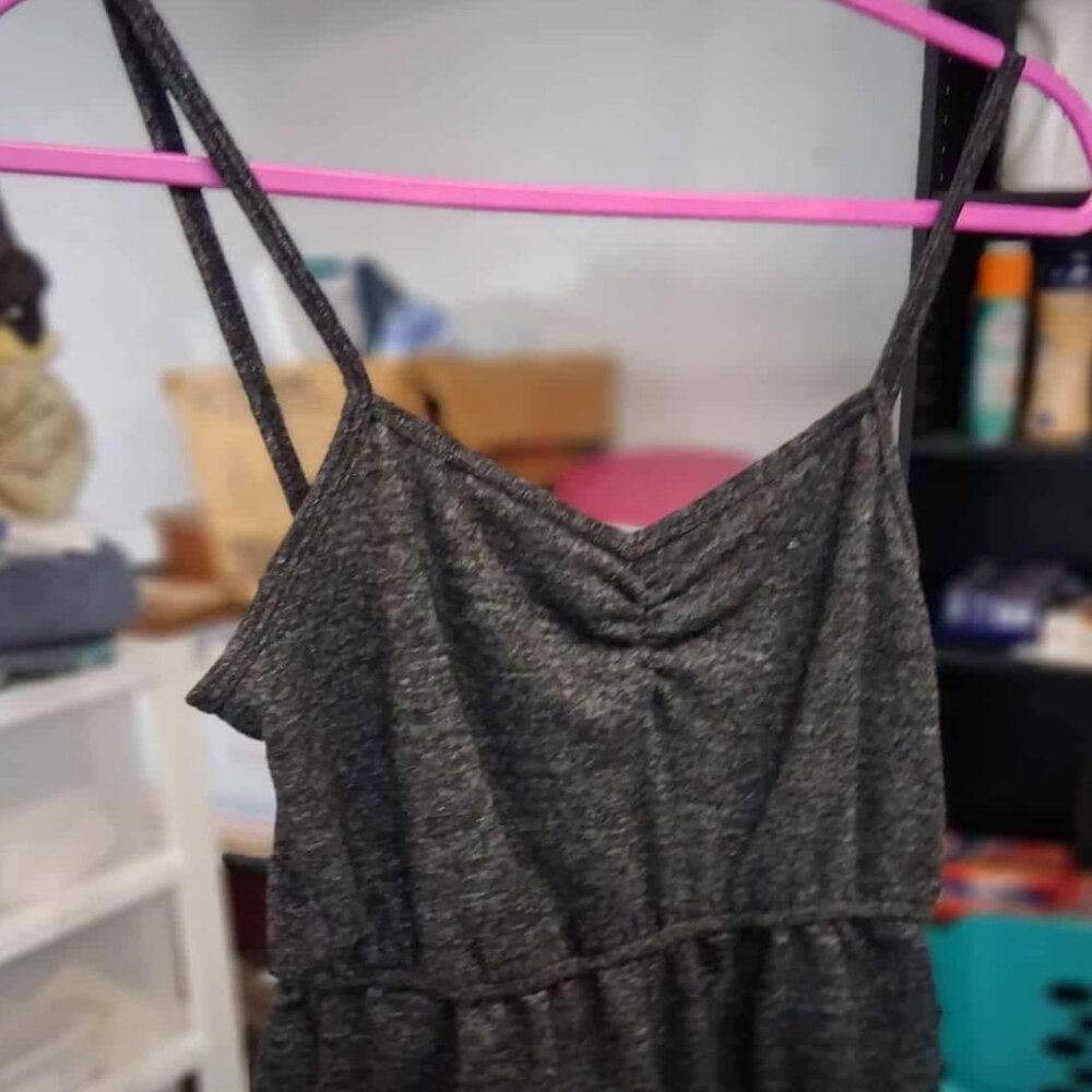 SIZE MEDIUM Charcoal Grey One-Piece Spaghetti Strap Shorts Romper - SIZE MEDIUM